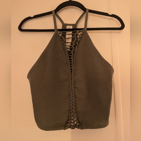 Fabletics Green Sleeveless Cut Out Crop Tank - Picture 6 of 9